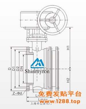 法兰伸缩蝶阀主要外形连接尺寸300_看图王